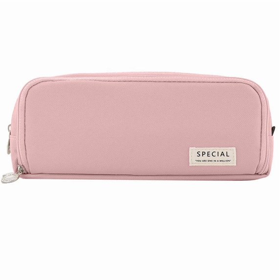 njshnmn Large Capacity Pencil Case Solid Color Macaron Double Window Functional Pencil Case Girl Pencil Box