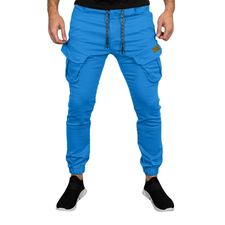 njshnmn Men's Cargo Trousers Work Wear Combat Cargo Full Pants Lightweight  Fishing Camping Pants, Blue, XL 