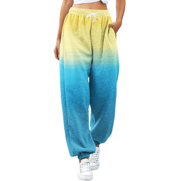 njshnmn Petite Loungewear Trousers Regular with Pockets Women Gym Sport Jogger Pants Sweatpants, Yellow, XXL