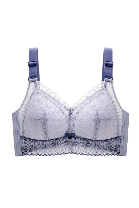 Seamless Bras for Women Women's Full Coverage Wirefree Non-padded Lace Plus Size Bra, Grey, 36E