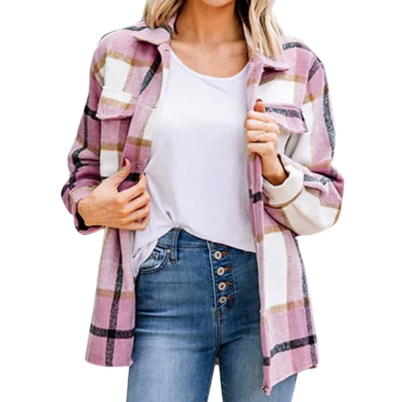 njshnmn Shackets For Women 2023 Long Sleeve Shackets Womens Button Down Coats Blouse, XXL