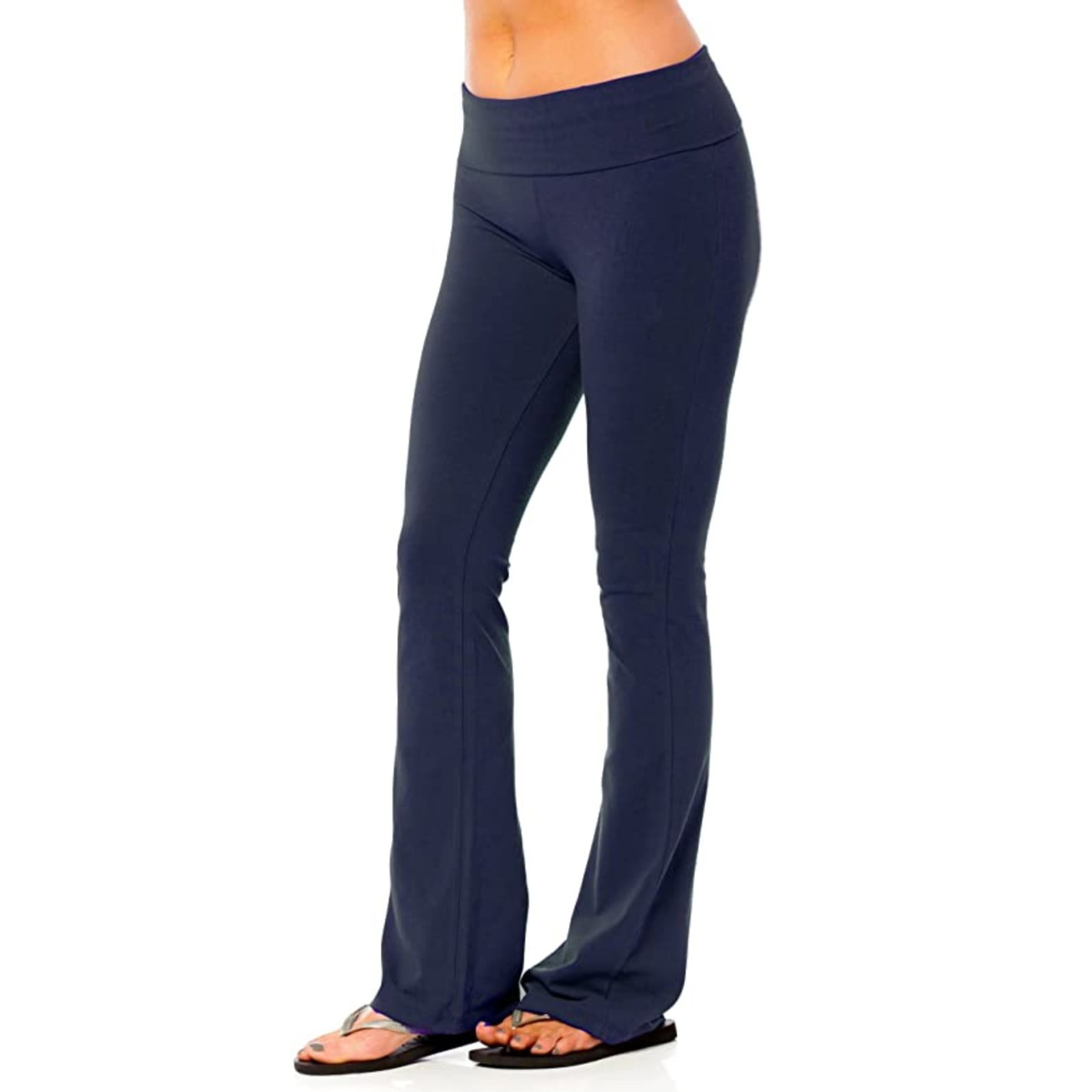 njshnmn Women Bootcut Yoga Pants with Pockets Women High Waist Full Ankle  Length Leggings, Navy, XXXL 