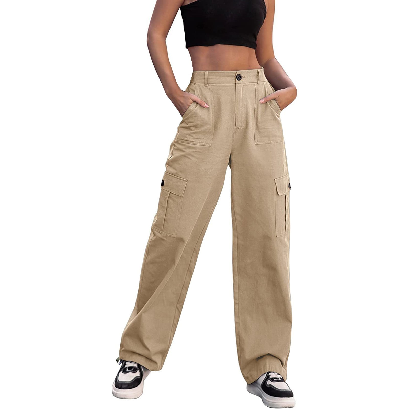 njshnmn Women High Waist Hop Cargo Pants Lightweight Travel Hiking ...