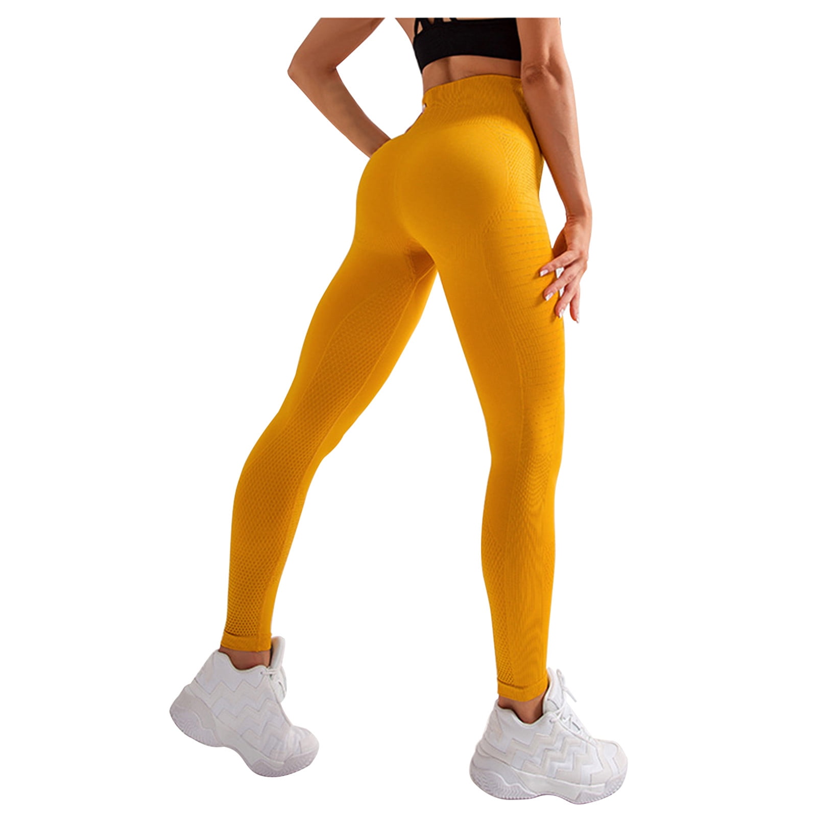 IUGA High Waist Yoga Pants with Pockets, Leggings for Women Tummy Control,  Workout Leggings for Women 4 Way Stretch Mineral Yellow in Bahrain