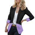 thumbnail image 1 of njshnmn Women's Solid Color Blazer Cardigan Long Sleeve Open Front Work Office Jackets Blazer, Purple, XXL, 1 of 5