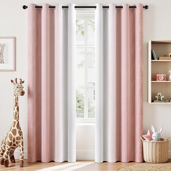 nk and Greyish White Ombre Blackout Curtains, Full Room Darkening Thermal Insulated 84 Inches Long Drapes for Bedroom/Living Room Grommet Window Treatments Modern 52Wx84L, Set of 2