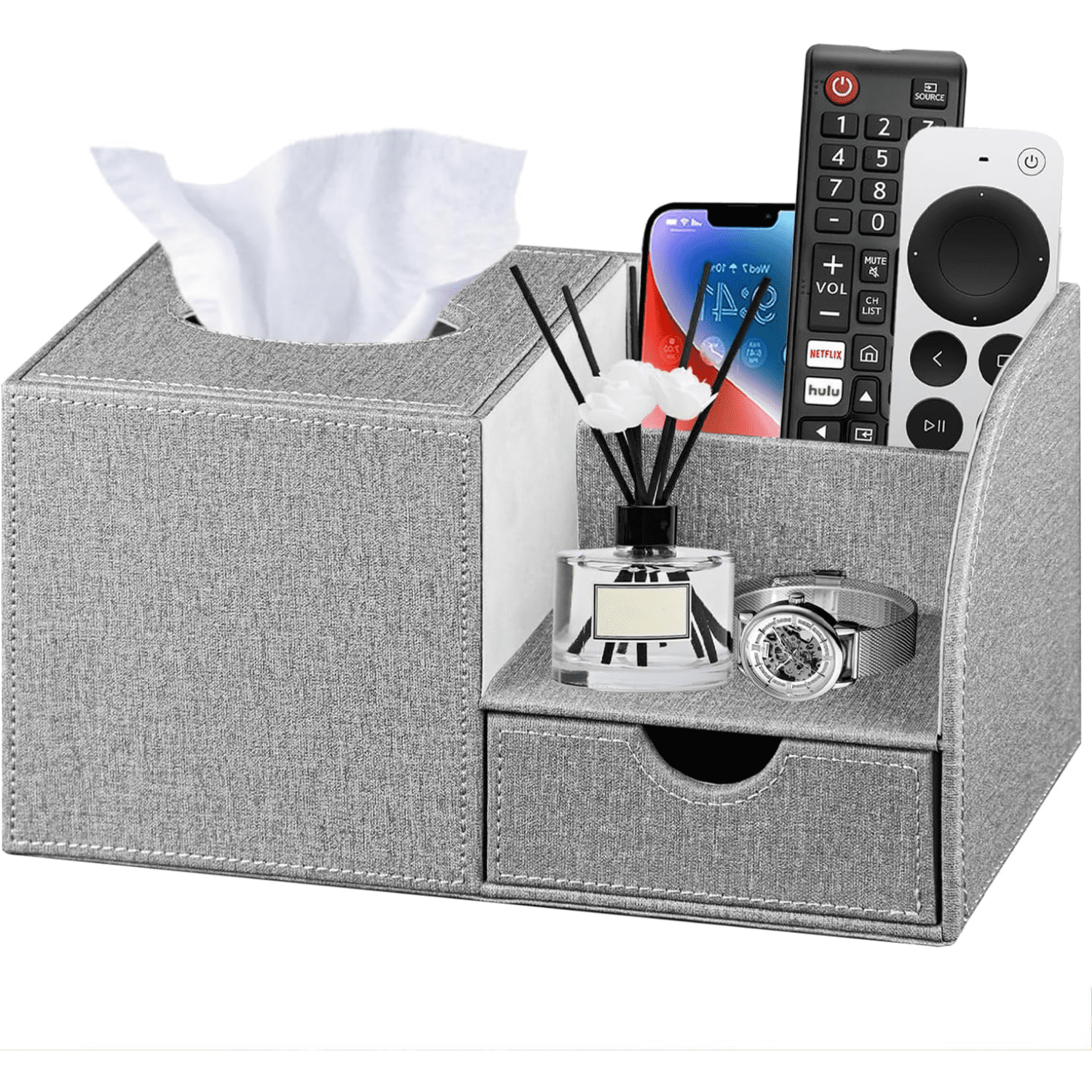 nltwyib Nightstand Organizer with Tissue Holder Decorative Square Cover ...