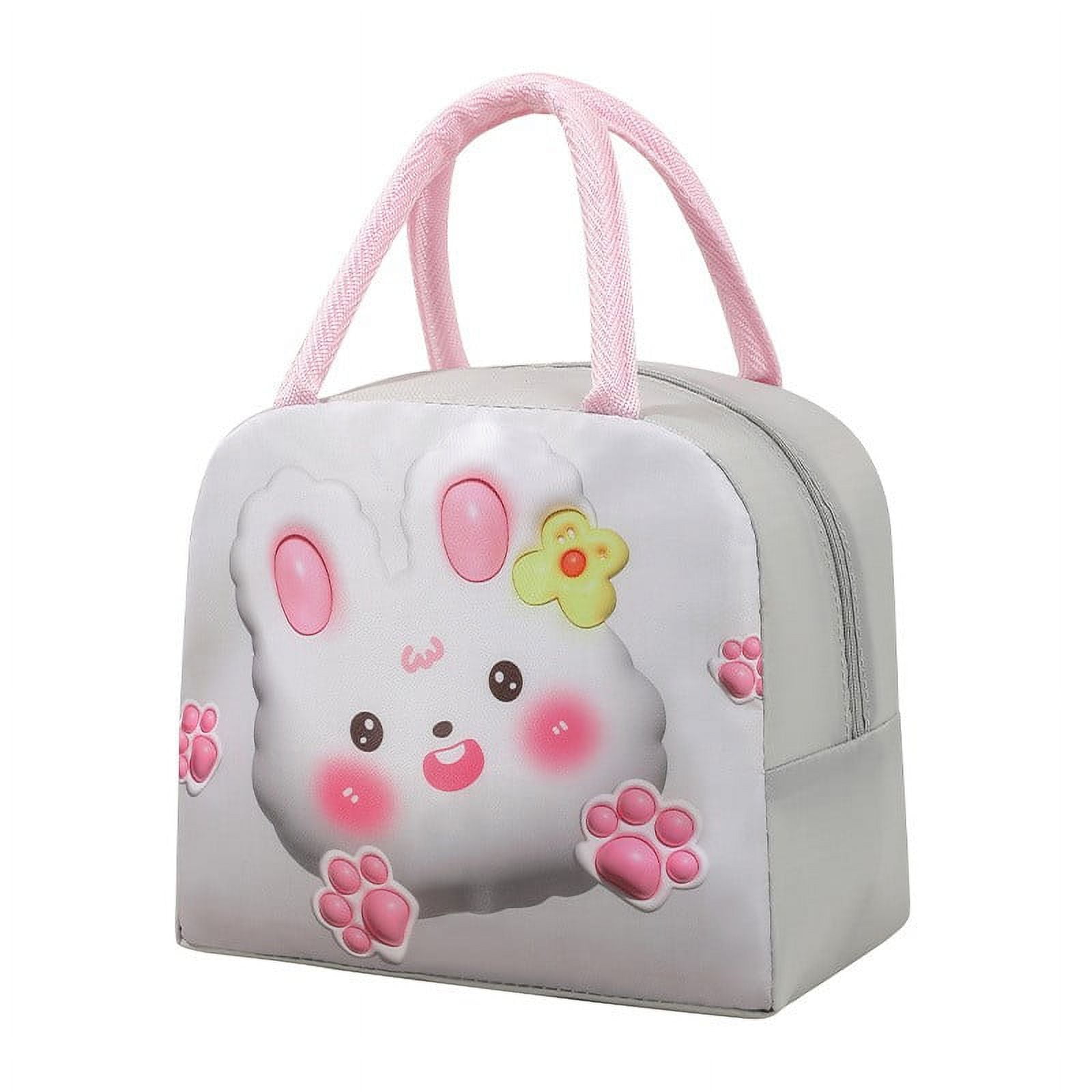 nmells Clearance Cartoon Bento Bag Gray Playful Rabbit Hand Held Bag ...