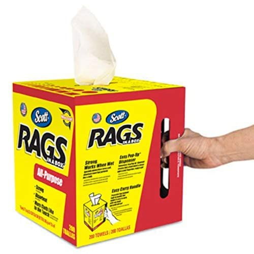 Kimberly-Clark Rags in a Box 75260 - White Shop Towels - 6 Boxes, 200 Towels per Box