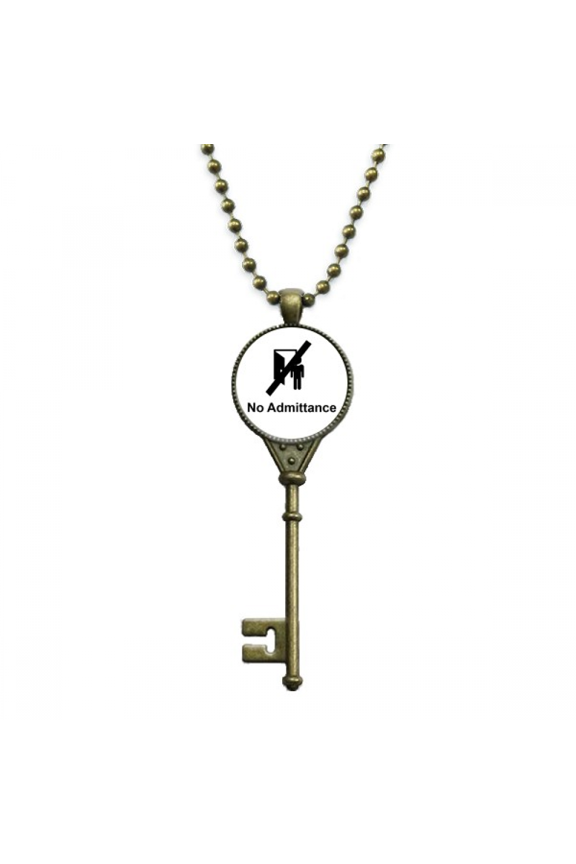 no adttance warning symbol key necklace pendant tray embellished chain