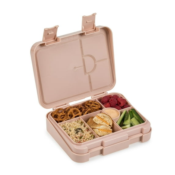 noüka Grand Bento Box | Easy to open latches | Spill Proof Design | 6-Compartment Removable Tray | Soft Blush