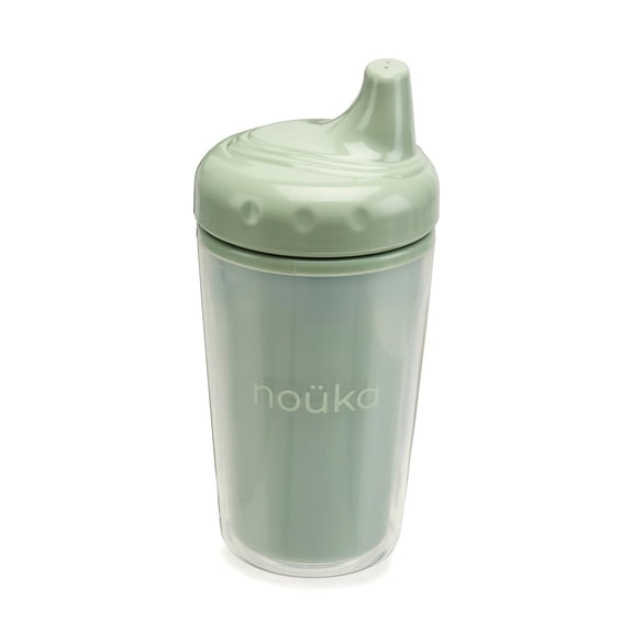 noüka Insulated and Non-Spill Sippy Cup | Leak Proof and Easy Grip | Keeps Drinks Hot or Cold | Moss