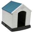 thumbnail image 1 of no!no! Plastic Indoor Outdoor Dog House Small to Medium Pet All Weather Doghouse Puppy Shelter White, Blue Roof, 1 of 2