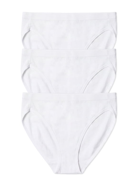 Women's Soft & Breathable Cotton Modern High Cut Brief Panties 3-Pack Underwear for Women, White, Small