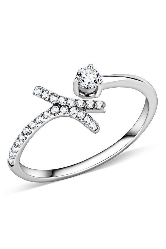 no plating Stainless Steel Ring AAA GRD CZ Clear DA145 for Women Clear Stone Color Style High Size 8