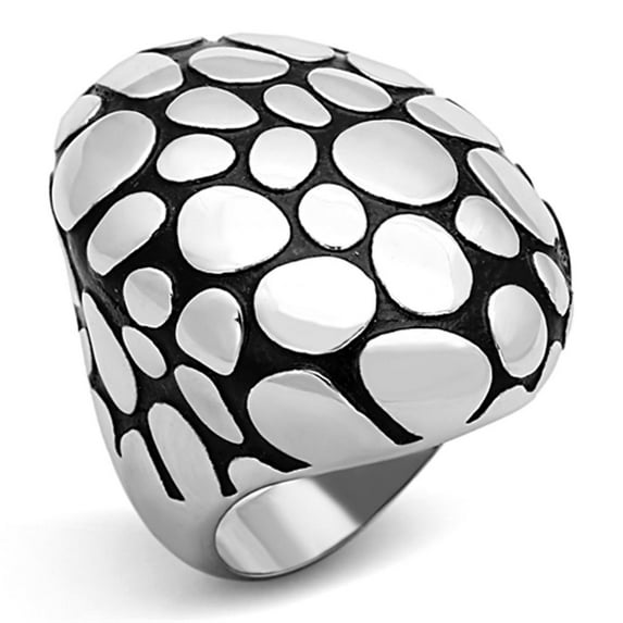 no plating Stainless Steel Ring Epoxy Jet TK1208 for Women Jet Stone Color Style High Size 9