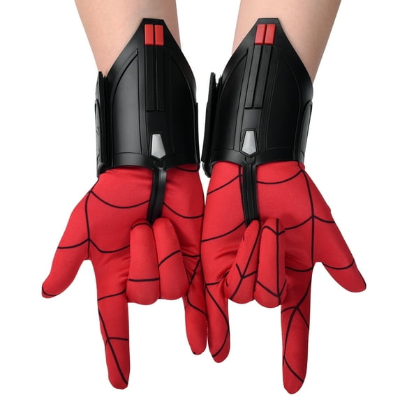 Spider Web Toys Spider Web Launcher Black and Red Gloves Hero Cosplay Prop Wristbands for Children Ages 5+ 2pcs