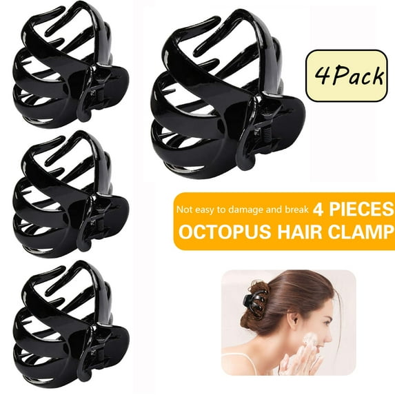 LNKOO 4Pcs Large Octopus Hair Clip No-Slip Grip Octopus Hair Claw Hair Plastic Jaw Clips Spider Hair Claw for Thick to Thin Hair Women and Girls French Hair Clips