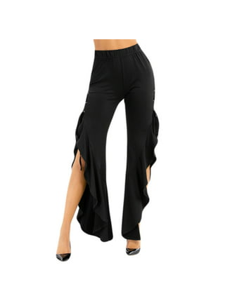 Time and Tru Women's Mid Rise 25 Inseam with Side Zip Closure Kick Flare  Crop Pants 