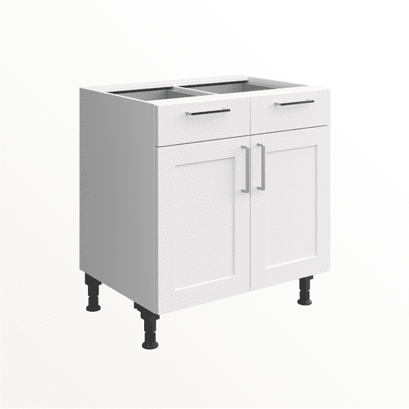 Premium, fully-assembled German white shaker cabinet 31.5" (80cm) 2 drawer, 2 doors