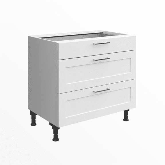 Premium, fully-assembled German white shaker cabinet 35.4"(90cm)1 drawer, 2 deep drawers