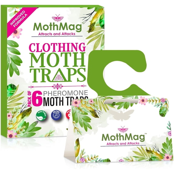 nobrand Moth Traps for Clothes, Closets, Fabrics, and Carpets, Clothing Moth Traps, Clothes Moth Traps, Closet Moth Traps, Moth Pheromone Traps, Extra-Strength Adhesive Glue Clothes Moth Trap, 6 Pack