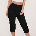 thumbnail image 1 of nochalofo Black Womens Pants, Casual Cropped Pants Rrousers Harem Pocket Beam Loose Women's Shorts Foot Pants Pants, 1 of 4