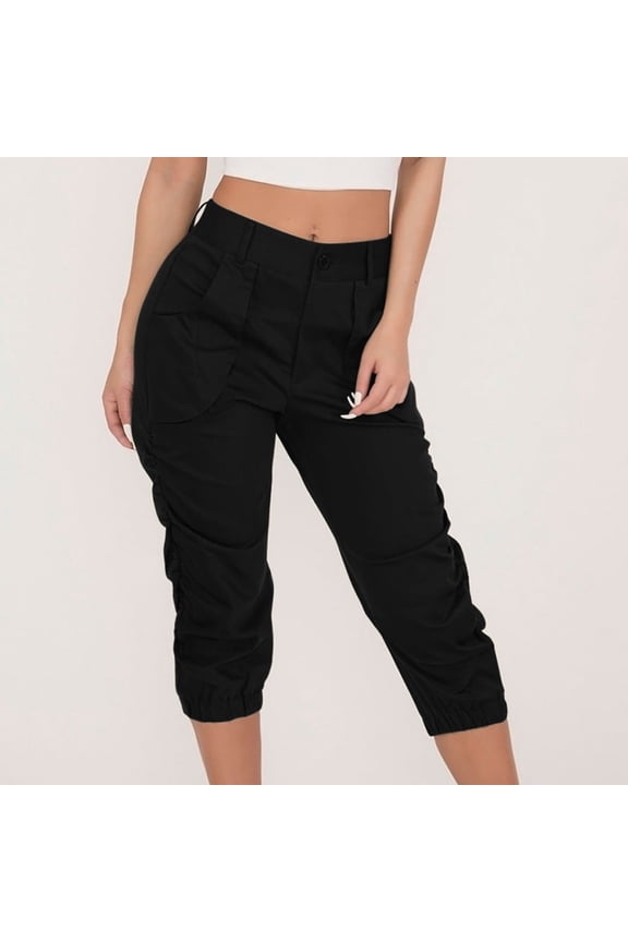 Black Womens Pants, Casual Cropped Pants Rrousers Harem Pocket Beam Loose Women's Shorts Foot Pants Pants