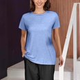 thumbnail image 1 of nochalofo Blue Crew Neck Leisure Shirts for Women, Post Shoulder Shirts Tear 3/4 Tops After Cuff Shirts Chemo Port Clothing, 1 of 4