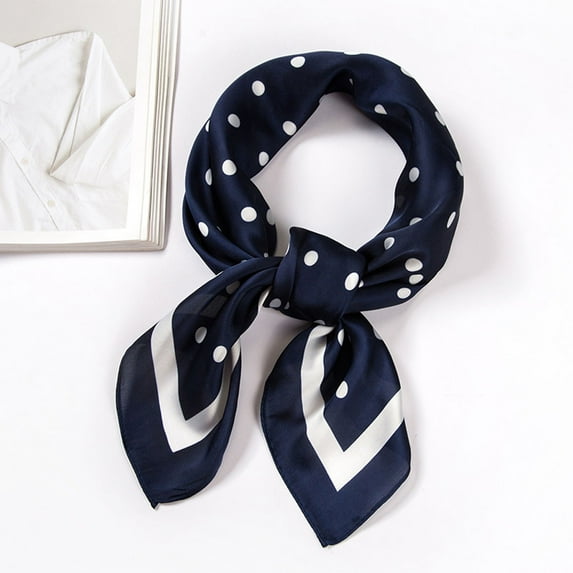 nochalofo Blue Scarf for Men, Women's Polka Dot Square Scarf, 27X27 Inch Soft Silk Bandana for Hair & Neck Accessories