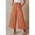 thumbnail image 1 of nochalofo Brown Dress Pants Women, Women Drawstring Striped Pants Loose Wide Leg Pants Casual Palazzo Pants Trousers with Pockets, 1 of 5