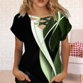 thumbnail image 1 of nochalofo Green V-Neck Casual Graphic Tees for Women, Summer Tops Short Sleeve Shirts Tshirts Loose Casual Tunic Blouses Tees, 1 of 4