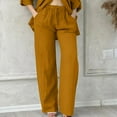 thumbnail image 1 of nochalofo Orange Dress Pants Women, Womens Daily Elastic Waist Pockets Straight Solid Color Casual Pants Loose Long Trousers, 1 of 5