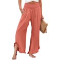 thumbnail image 1 of nochalofo Red Cargo Pants Women, Women's Solid Color Fashionable Casual High Waisted Pleated Irregular Cotton Linen Loose Pants, 1 of 6