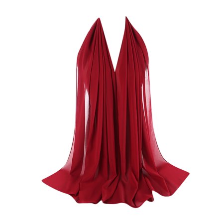 nochalofo Red Silk Scarf, Women Plain Bubble Chiffon Scarf Hijab Wrap Printe Shawls Headband Muslim Hijabs