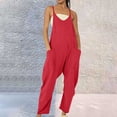 thumbnail image 1 of nochalofo Red Womens Sweatpants, Womens Casual Summer Jumpsuit Sleeveless Loose Solid Color Comfortable Strap Loose Jumpsuit Pocket Jumpsuit for Women, 1 of 5