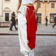 thumbnail image 1 of nochalofo White Wide Leg Sweatpants Women, Women's Color Blocking Gradient Loose Fit Casual Pants – Breathable Side Pockets Drawstring Ankle Cuffs for All-Season Comfort, 1 of 4