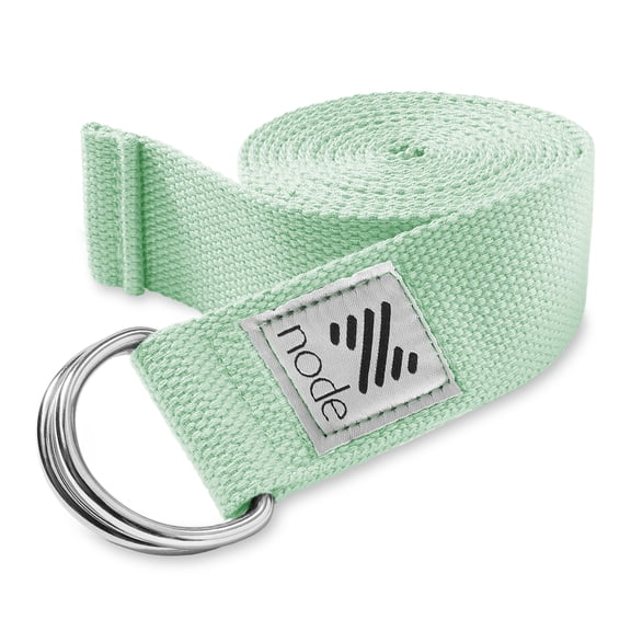 node by Philosophy Gym 7-1/2' Yoga Strap for Stretching, Woven Yoga Strap with Adjustable D-Ring Buckle for Exercise, Therapy and Fitness - Mint