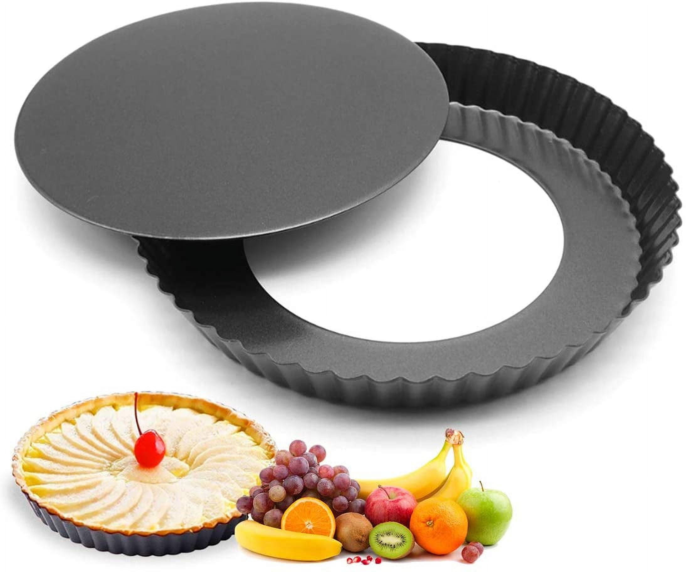nonstick pie pan, removable bottom, pie pan, round pie quiche pan