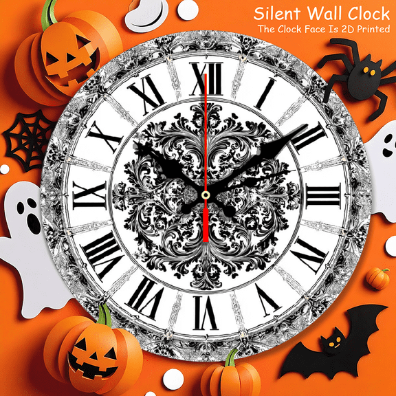 none 2D Flat Creative Pattern Fashion Wall Clock, Artistic Decorative Silent Clock for Living Room, Bedroom, Home, Office, Kitchen, Holiday Decor, Gift, Dorm Room Decor Unique Wall Clock Battery