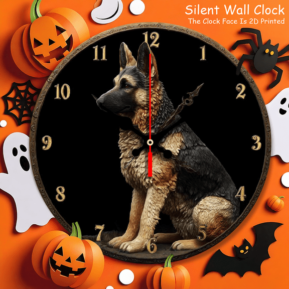 none German Shepherd Dog Design Acrylic Wall Clock - Silent Non-Ticking, Battery Operated (AA Not Included), Modern Home Office Decor, Unique Christmas Halloween Birthday Gift, 2D Flat