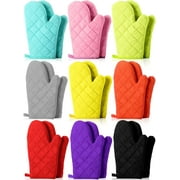 2PCS Oven Mitts Quilted Terry Cloth Lining Heat Resistant Kitchen Gloves Thick Hot Polyester Cotton Oven