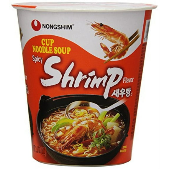 nongshim noodle cup, spicy shrimp, 2.36 ounce (pack of 6)