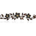 thumbnail image 1 of norband Metal Flower Wall Decor Vintage Spring Metal Flower Wrought Iron Scroll Sculpture 15.7''x3.7'' Farmhouse Leaf Wall Decor with Nails for Summer Bedroom Kitchen Indoor Outdoor(Black), 1 of 12