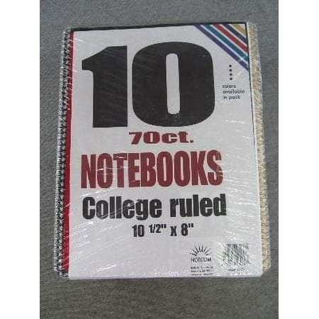 norcom college ruled 70 sheet notebooks - 10 count