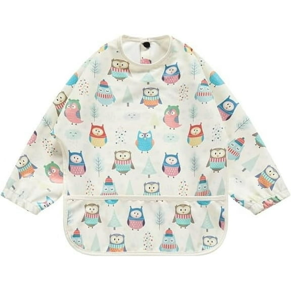 norinori Baby Weaning Bib With Sleeves Feeding Bibs - Waterproof Bibs Coverall bibs for baby toddler from 6-36 Months soft With Large Pocket Easy to Clean