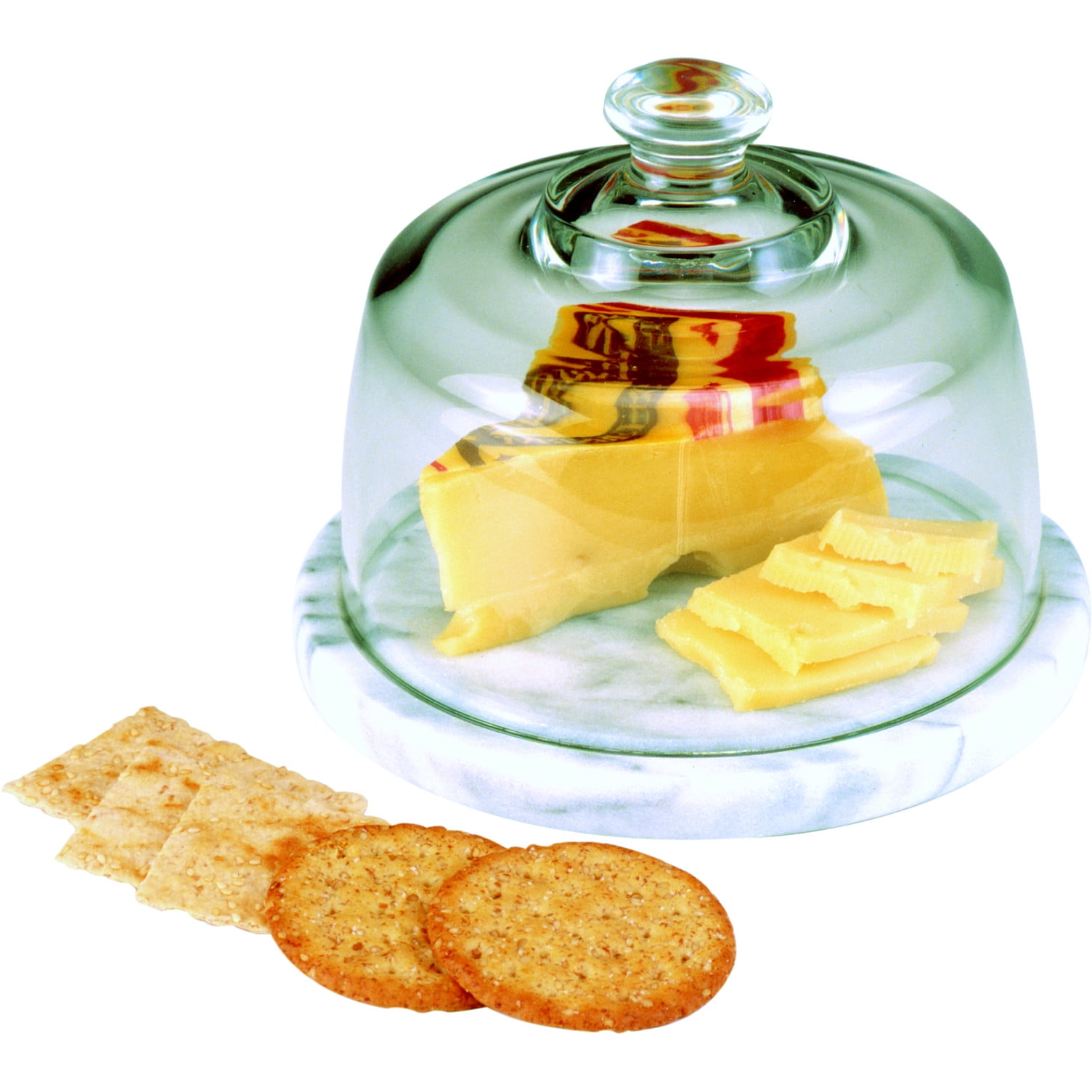 norpro glass cheese dome with marble base
