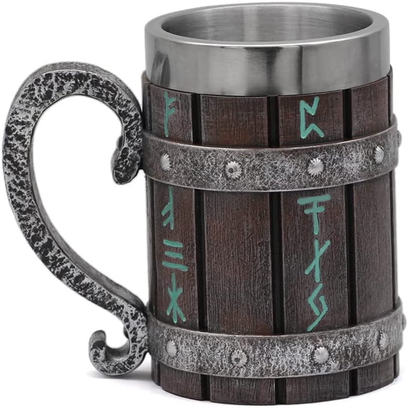 norse decor stainless steel wooden viking coffee cool mug viking gift for men beer cup stein