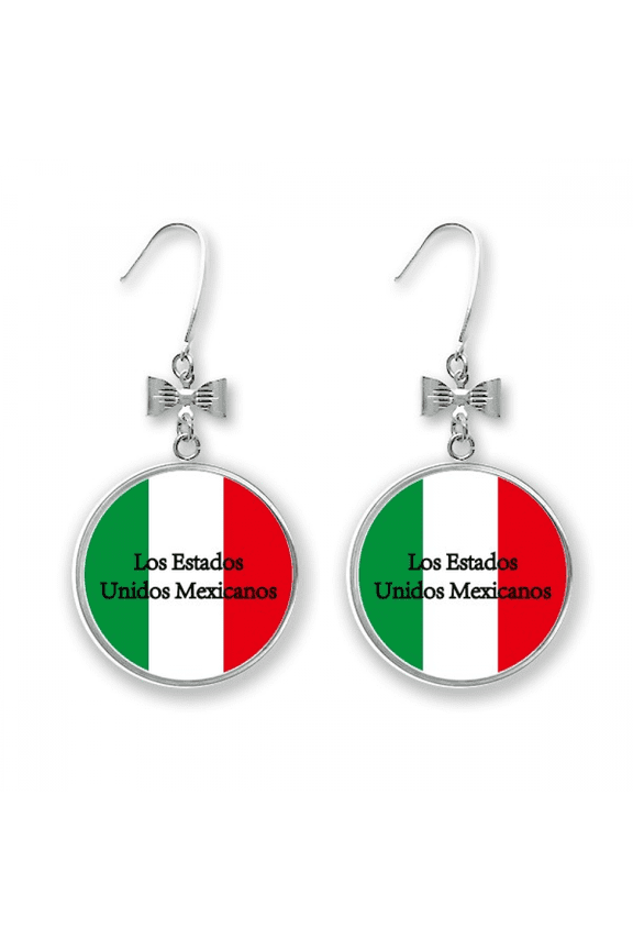 north american mexican flag represent bow earrings drop stud pierced hook