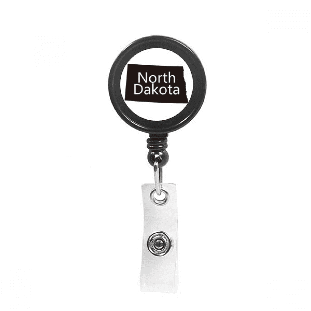 north dakota ameusa map outline Retractable Keychain Badge Holder ID Badge